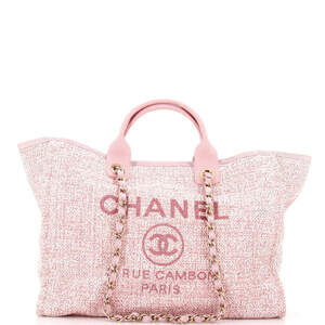 Chanel Medium Deauville Tote Raffia with Glitter Detail